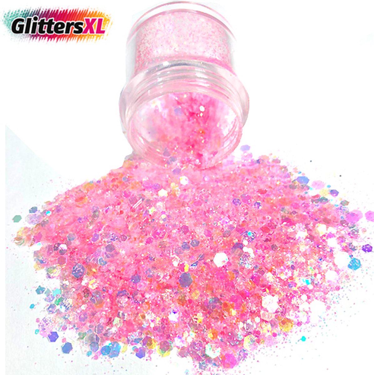 GlittersXL - Chunky Glitters (Roze) (Volume 8g) [Festival Makeup Gezicht Lichaam - Face Body Glitter - Biologisch afbreekbaar - Versiering Dames Volwassen Kinderen]